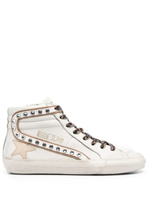 Golden Goose Slide crystal-embellished hi-top sneakers White GWF00211F00471111541