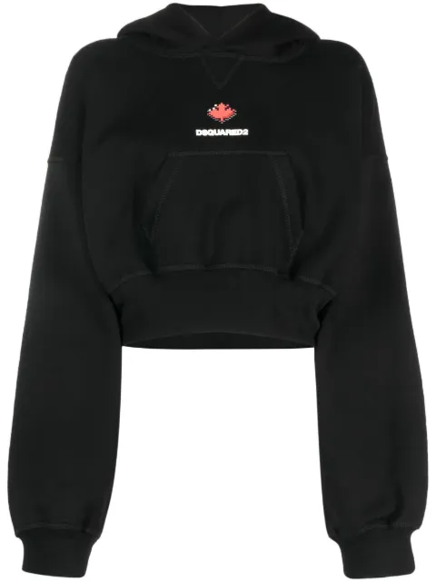 DSQUARED2 baseball-cap cotton cropped hoodie Black S75GU0489S25516