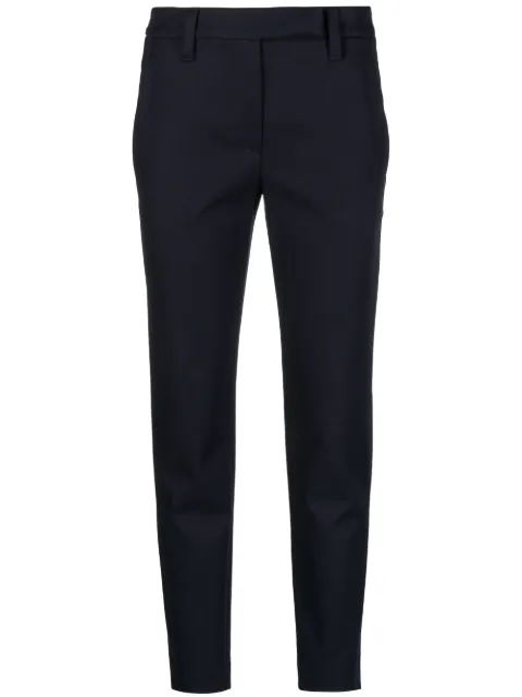 Brunello Cucinelli cropped stretch-cotton tailored trousers Blue MA126P7258C9574
