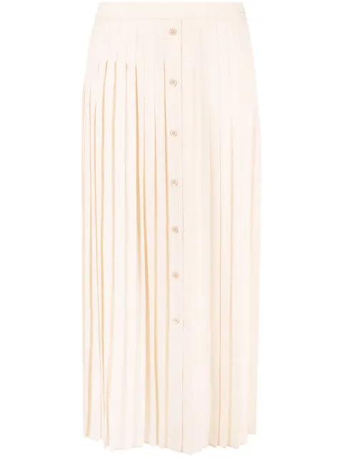 Prada logo-jacquard silk pleated skirt Neutrals P103XLS2311YKT