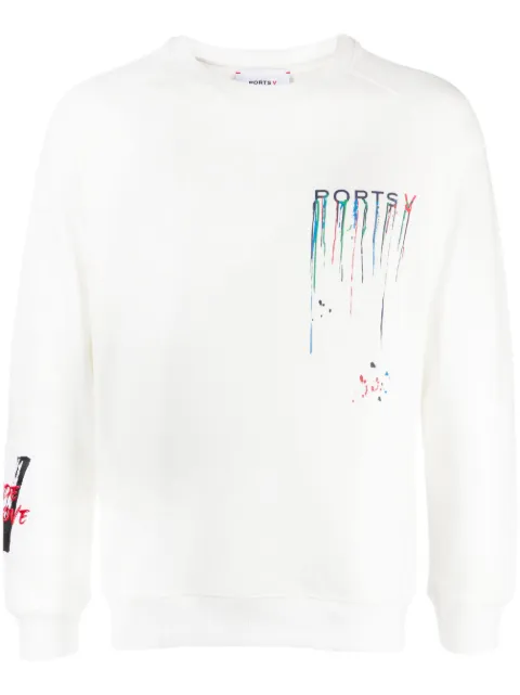 Ports V logo-print paint-splatter sweatshirt White VS23PU02