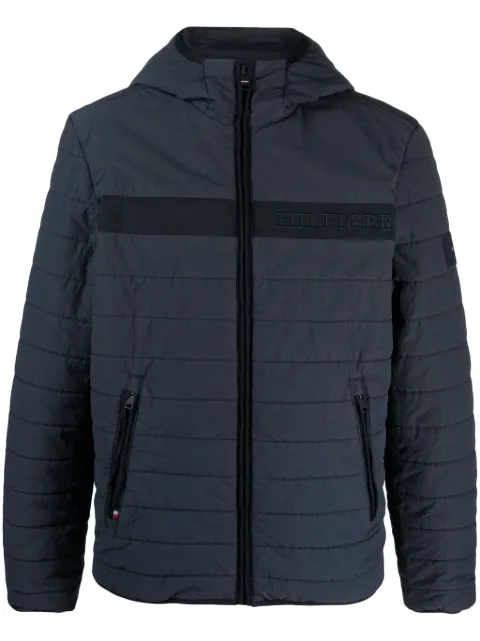 Tommy Hilfiger logo-embroidered padded hooded jacket Blue MW0MW31639