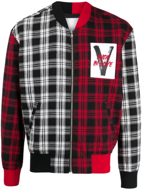 Ports V mix-plaid cotton bomber jacket Black VS23JK03