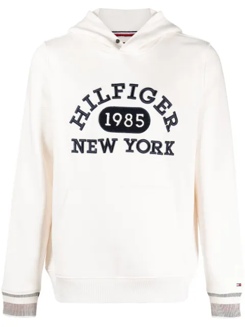Tommy Hilfiger embroidered-logo cotton hoodie Neutrals MW0MW32682