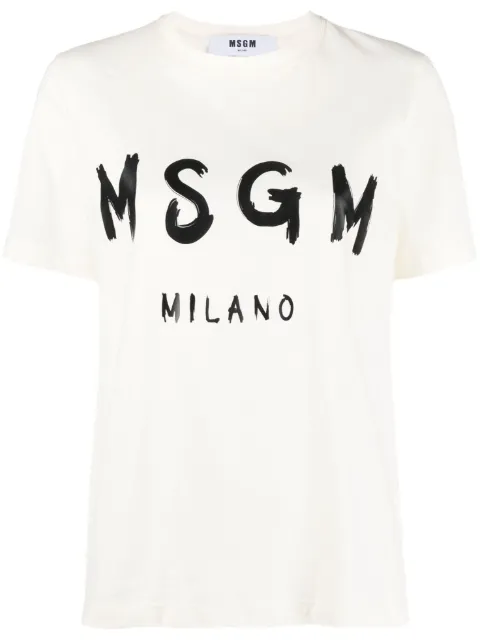 MSGM logo-print cotton T-shirt Neutrals 2000MDM510200002