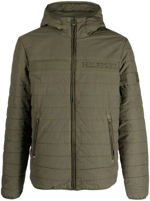 Tommy Hilfiger logo-embroidered padded hooded jacket Green MW0MW31639