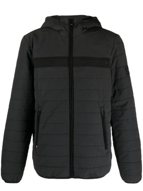 Tommy Hilfiger logo-embroidered padded hooded jacket Black MW0MW31639