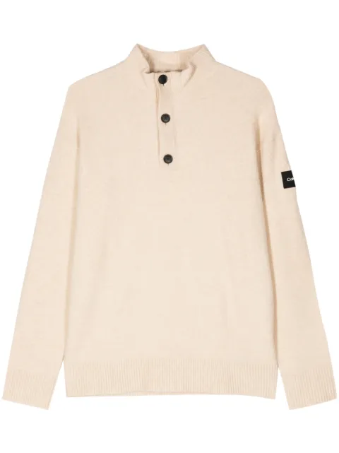 Calvin Klein logo-appliqué brushed jumper Neutrals K10K111960