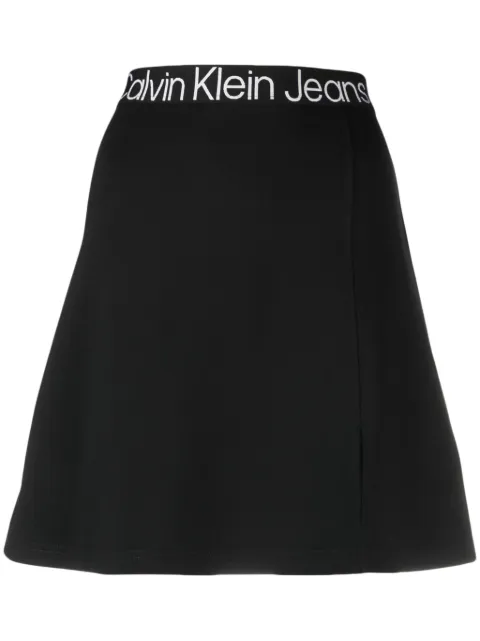 Calvin Klein Jeans logo-waistband straight skirt Black J20J221434