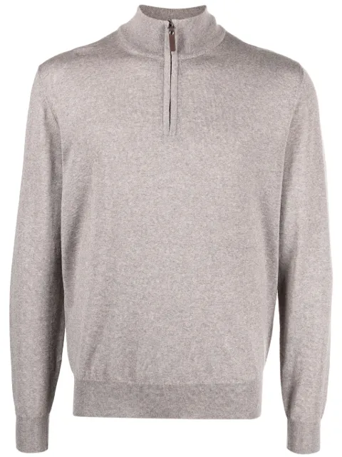 Canali zip-detail merino jumper Brown MK00077C0015