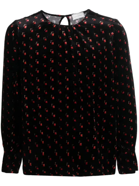 Pierre-Louis Mascia velour graphic-print blouse Black KANPURCML11947