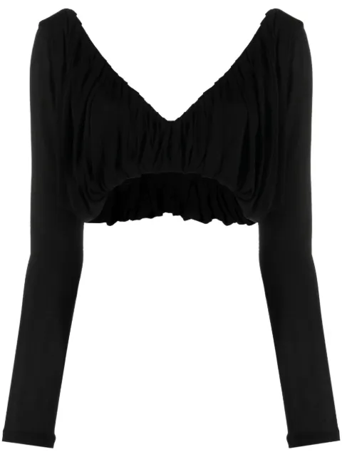 Saint Laurent gathered jersey cropped top Black 744580Y5G98