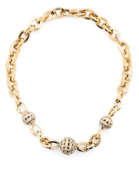 Valentino Garavani Pre-Owned 1980s crystal-embellished chain necklace Gold VALE450XZ