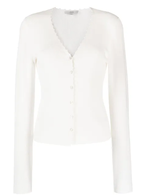 Vince crochet-trim linen-blend cardigan White V956779424