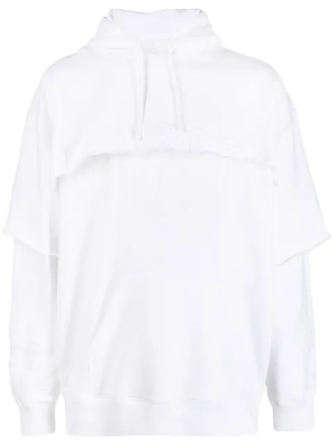 Givenchy layered drawstring cotton hoodie White BMJ0KV3YEA