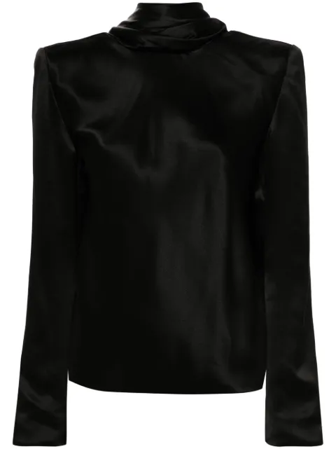 Saint Laurent draped-detailing blouse Black 765331Y7G27