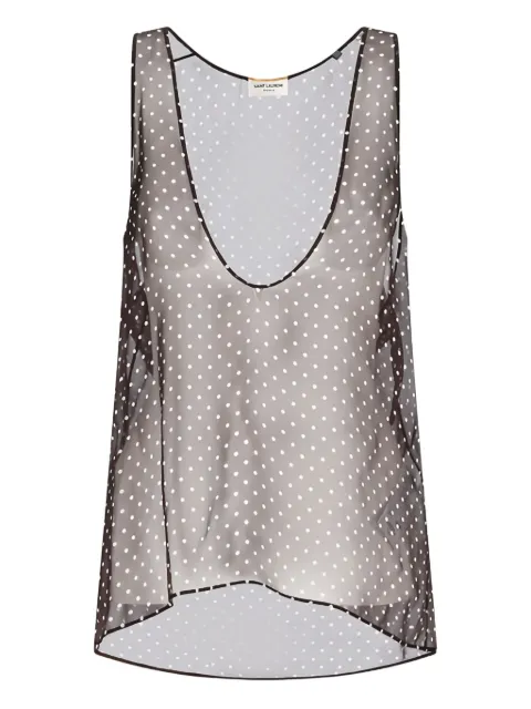 Saint Laurent polka dot-print silk top Brown 764547Y3H46
