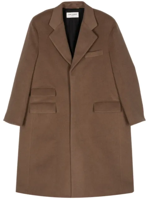 Saint Laurent single-breasted wool long coat Brown 756972Y5H63