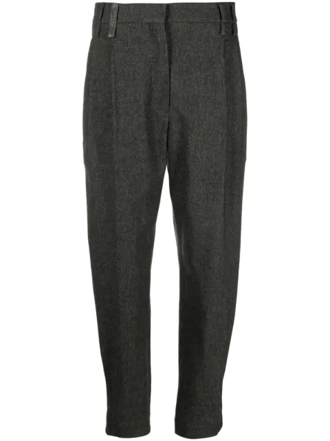 Brunello Cucinelli Monili-embellished tapered trousers Grey MB110P8474C001