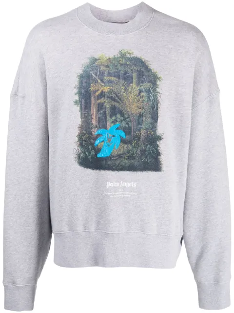 Palm Angels graphic-print cotton sweatshirt Grey PMBA026E23FLE0010840