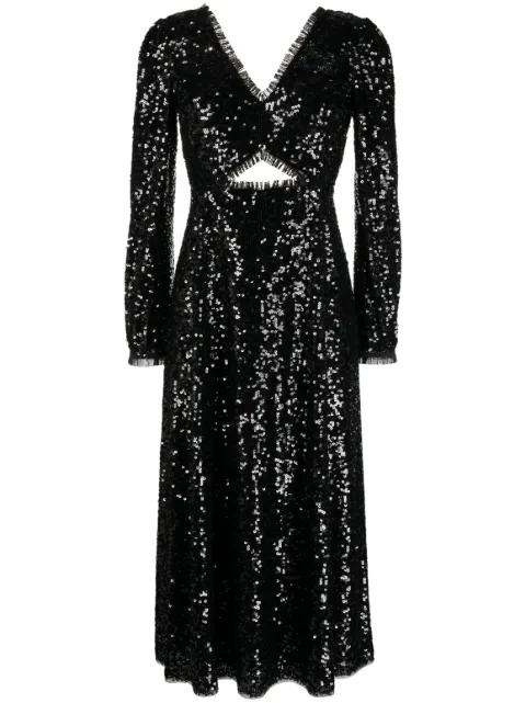 Needle & Thread sequin-embellished midi dress Black DBLSC6RPF23