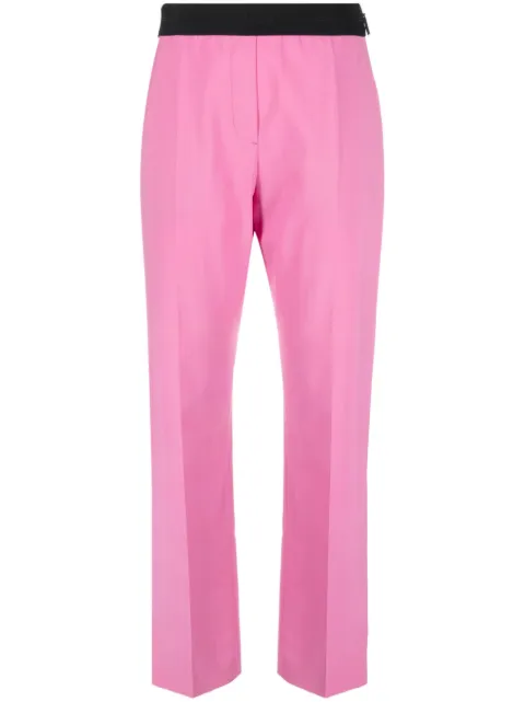 MSGM logo-waistband tapered trousers Pink 3541MDP11237606