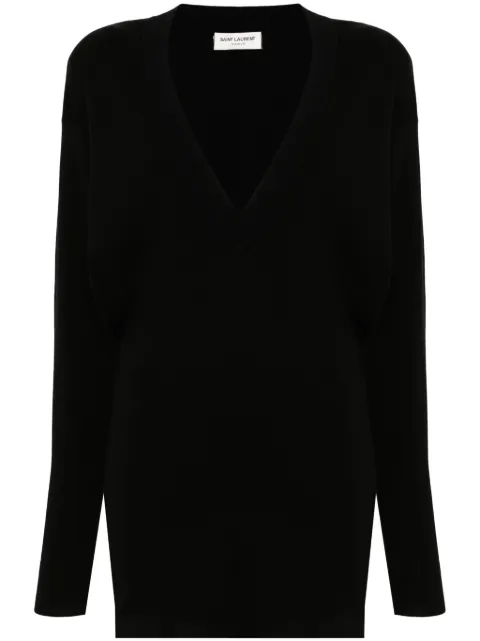 Saint Laurent V-neck wool dress Black 751693YAZA2