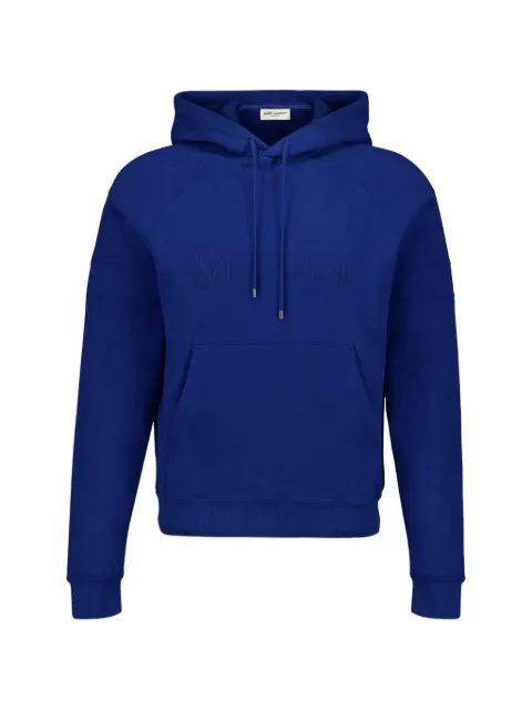 Saint Laurent logo-embroidered cotton hoodie Blue 732313Y37CG4000