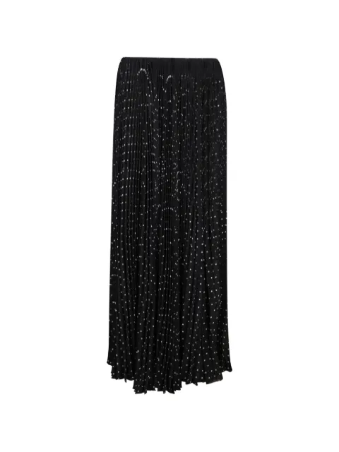 Saint Laurent polka-dot silk pleated midi skirt Black 753156Y3C44