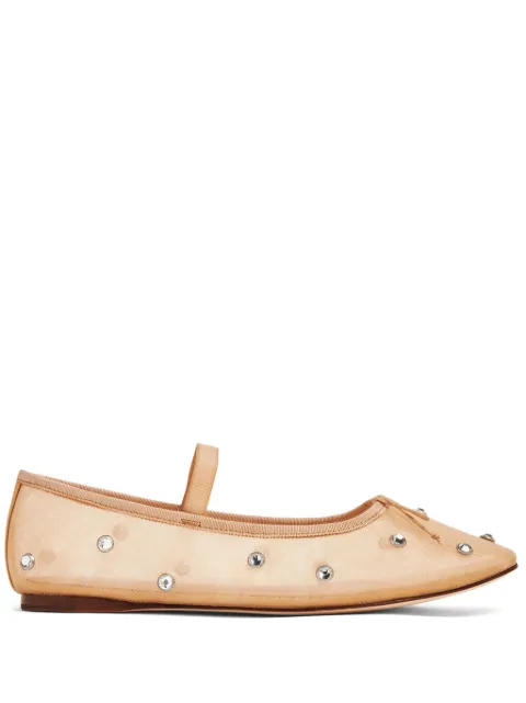 Loeffler Randall Leonie crystal-embellished ballerina shoes Neutrals LEONIEMECR