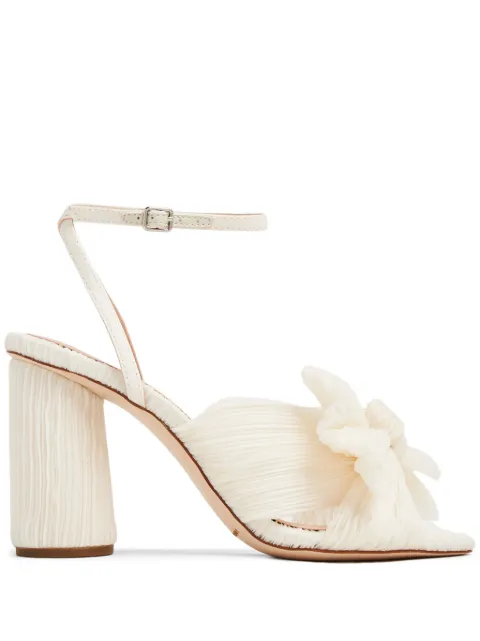 Loeffler Randall Camellia pleated-bow 90mm sandals Neutrals CAMELLIAPLFV