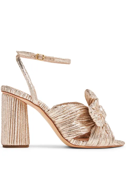 Loeffler Randall Camellia pleated knot 90mm sandals Gold CAMELLIAPLA