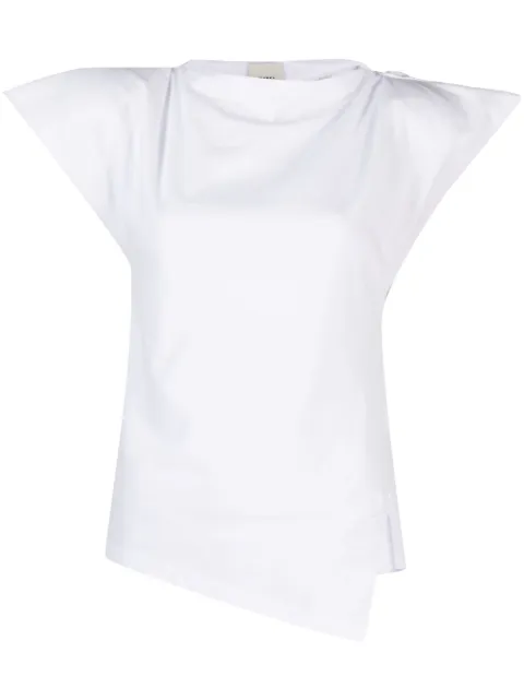 ISABEL MARANT Sebani asymmetrical plain-colored cotton T-shirt White TS0097FAA1N41I