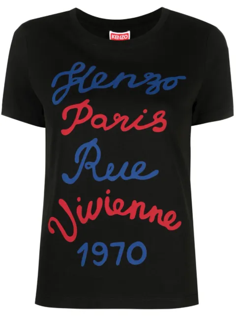 Kenzo slogan-print cotton T-shirt Black FD62TS0684SO