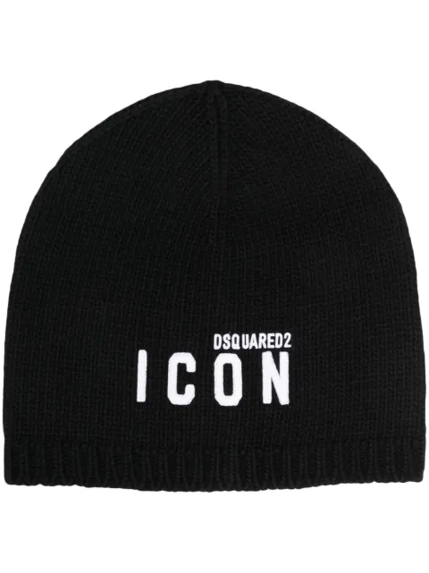 DSQUARED2 logo-embroidered wool beanie Black KNW012405M06760