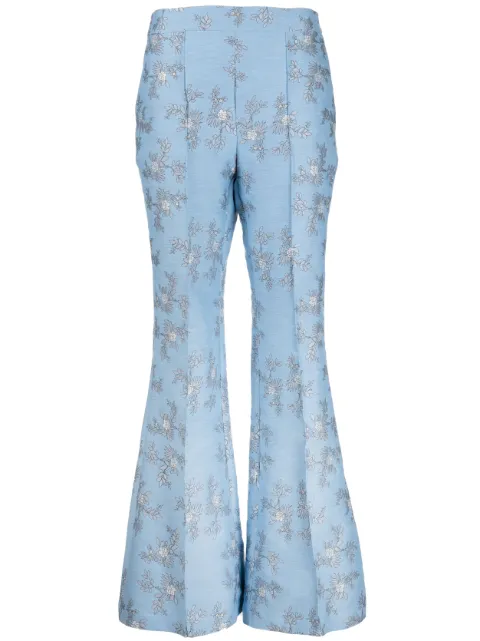 Macgraw Circa 72 floral-jacquard flared trousers Blue CIRCA72TROUSERINBLUEFLORALJACQUARD