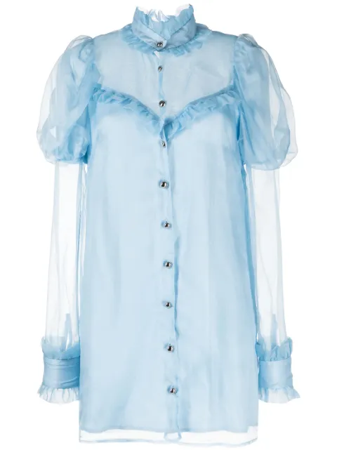 Macgraw Lighthouse ruffled silk dress Blue LIGHTHOUSEDRESSINBLUE