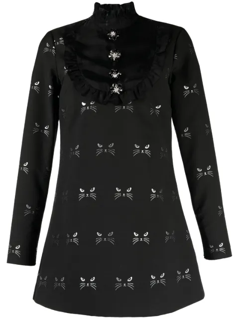 Macgraw Tempo patterned jacquard mini dress Black TEMPODRESSINBLACKCATJACQUARD