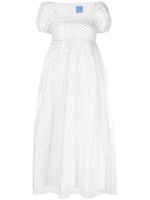 Macgraw Samantha micro-dot print midi dress White SAMANTHADRESSINSPOTTULLE