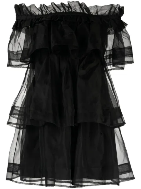 Macgraw Petal layered silk mini dress Black PETALDRESSINBLACKORGANZA