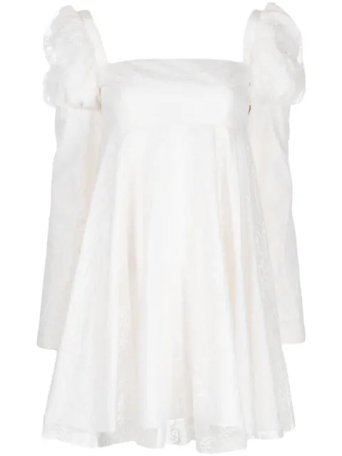 Macgraw Romantic Juliet-sleeved short dress White ROMANTICDRESSINWHITELACE