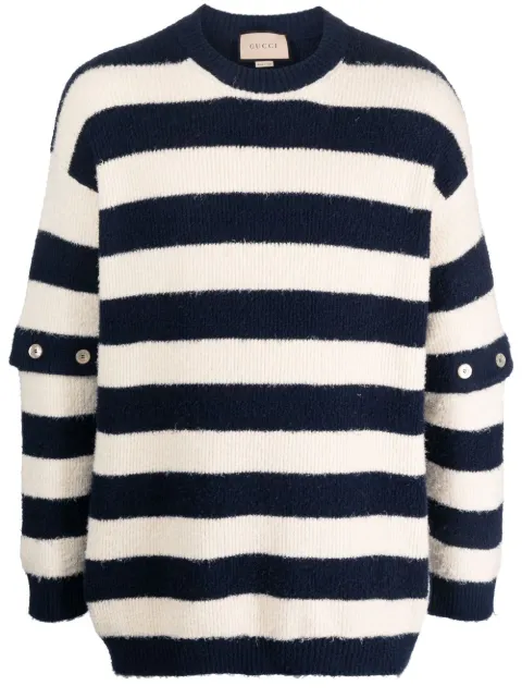 Gucci striped crew-neck brushed jumper Neutrals 742803XKDDO9071