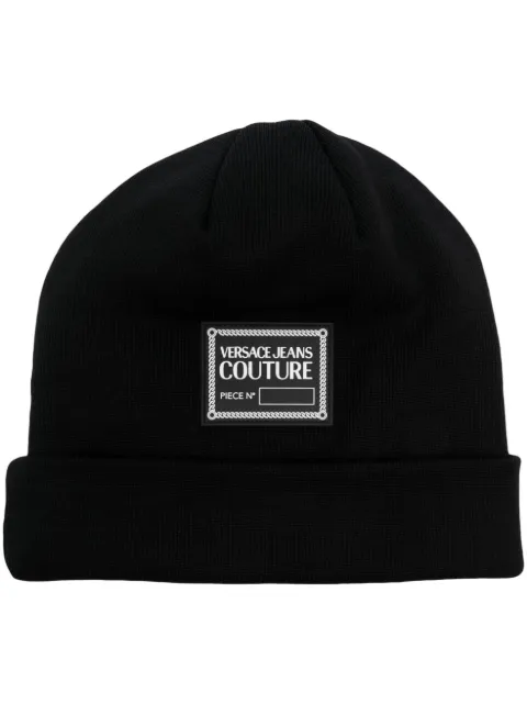 Versace Jeans Couture logo-patch turn-up brim beanie Black 75YAZK44ZG197