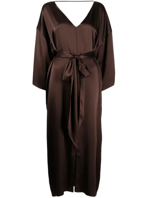 VOZ V-neck silk dress Brown VD61CHOCOLATE
