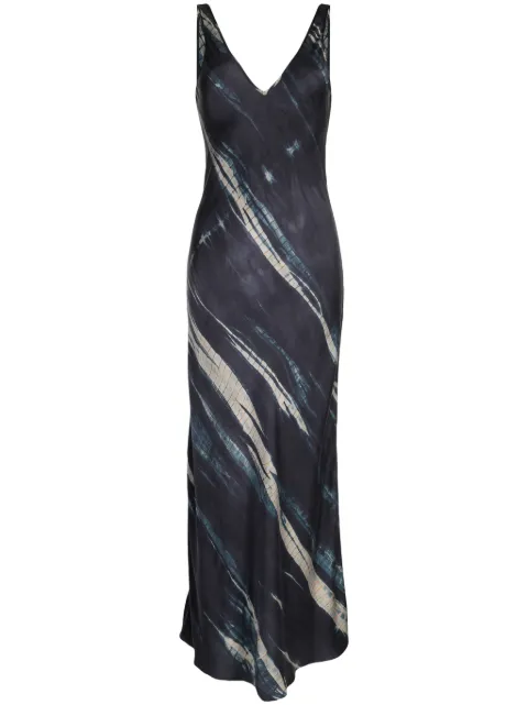 VOZ Double V Bias sleeveless dress Blue VD50TIEDYEMIDNIGHT