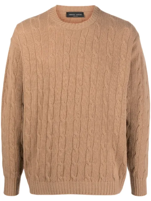Roberto Collina cable-knit merino-cashmere blend jumper Neutrals RP37301