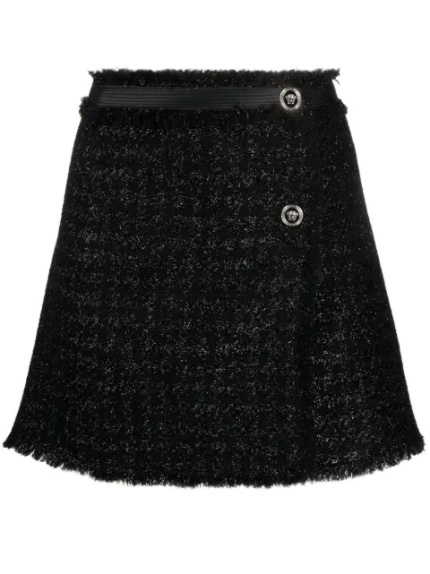 Versace tweed wrap miniskirt Black 10109151A06545