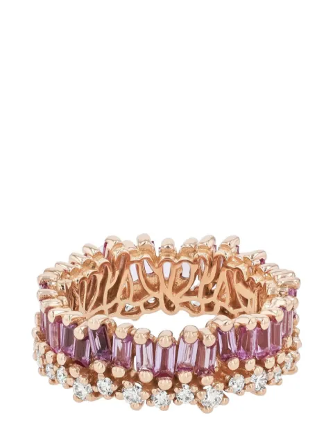 Suzanne Kalan 18kt rose gold diamond and sapphire ring Pink BAR581RG