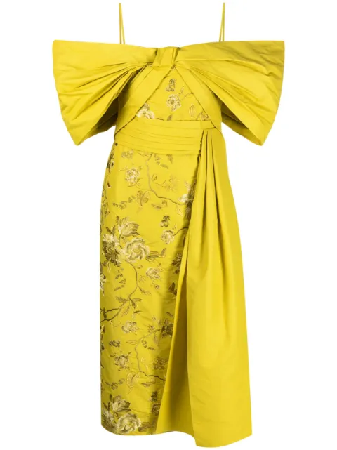 ERDEM Evora off-shoulder embroidered dress Yellow 21866CCFFT