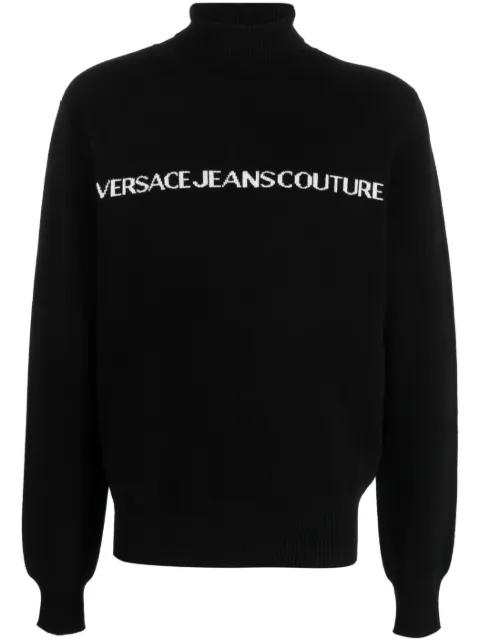 Versace Jeans Couture logo-print roll-neck jumper Black 75GAFM07CM06H